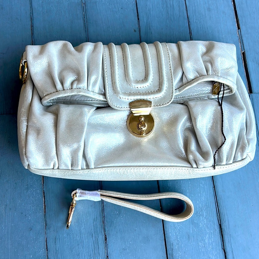 Metallic Light Goldish Yellow Convertible Handbag Clutch